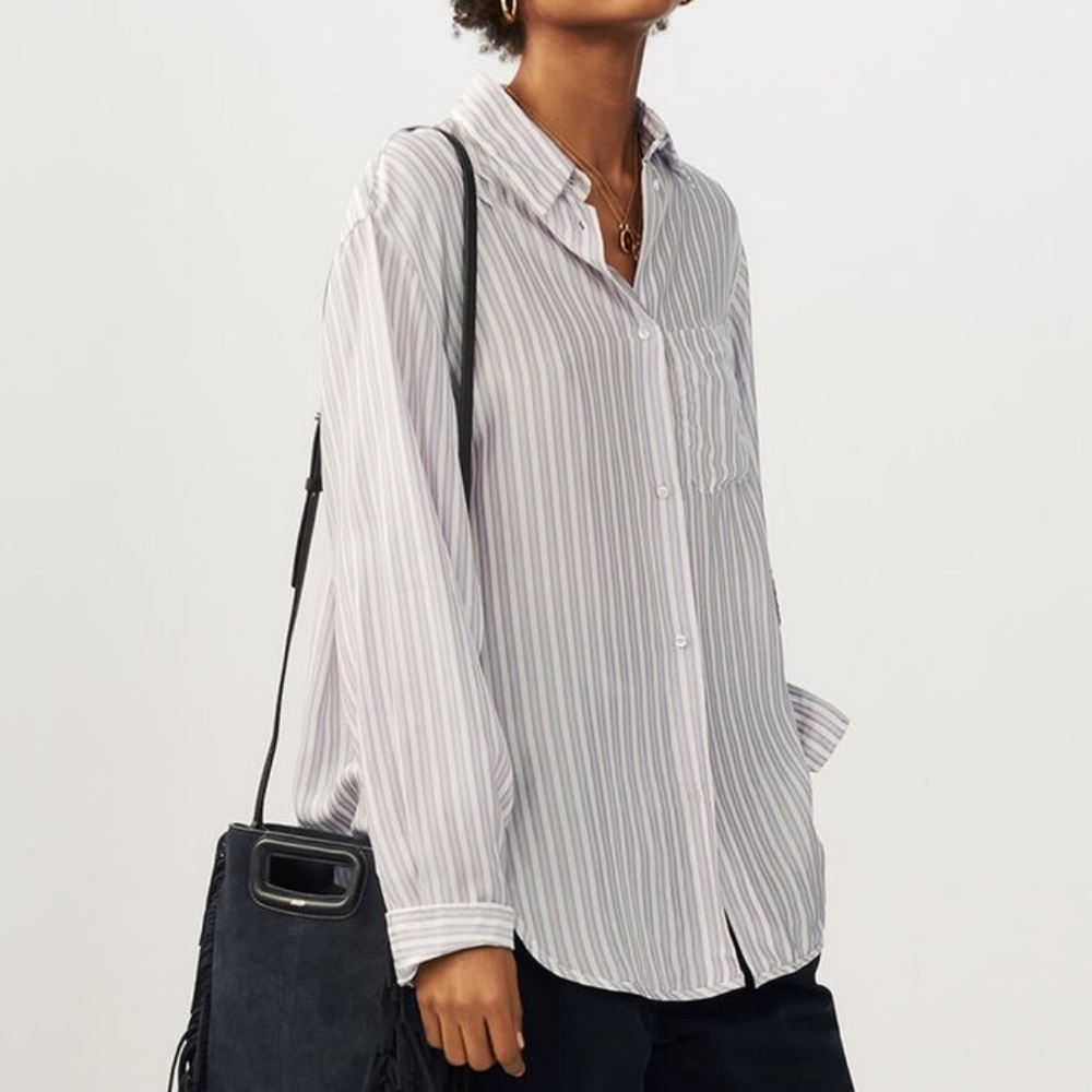 Maje Split Sleeve Pinstripe Shirt